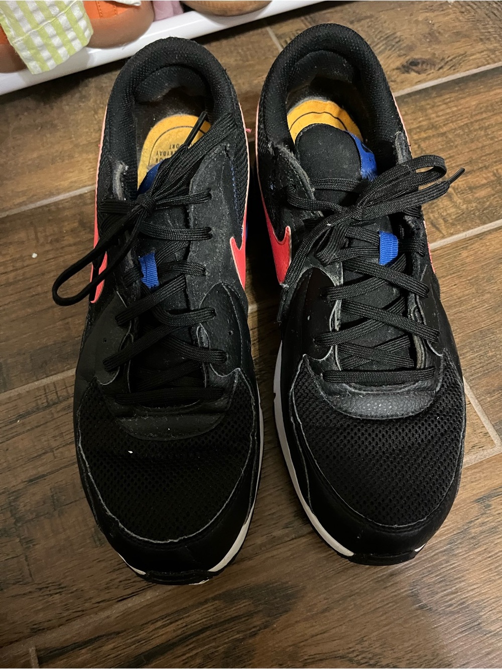 Nike Black Sneakers with Pink and Blue Accents